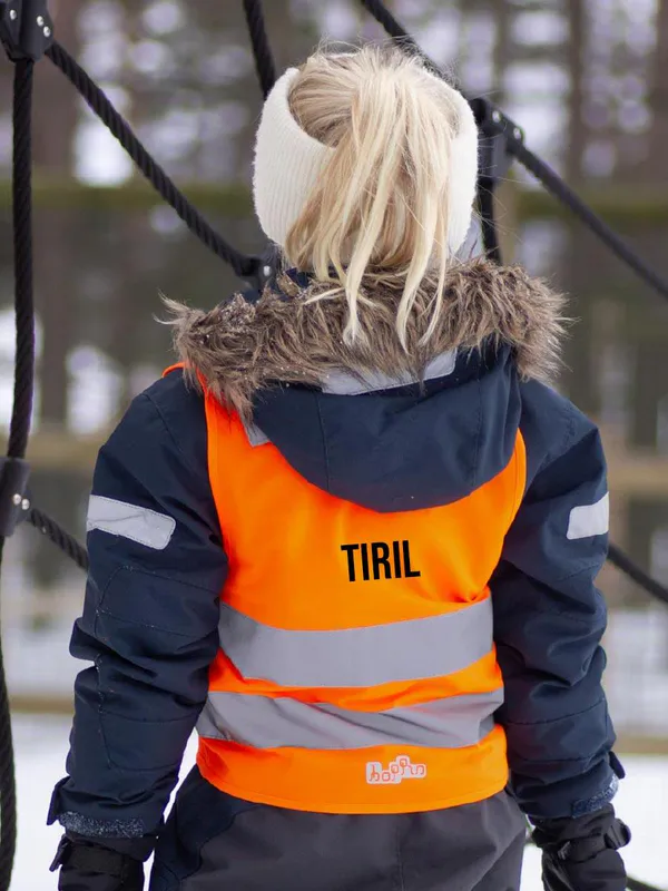 Refleksvest Magnetlukking m/trykk - Barn orange