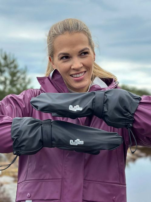 Hovedbilde Hoppin Lange Regnvotter Svart 