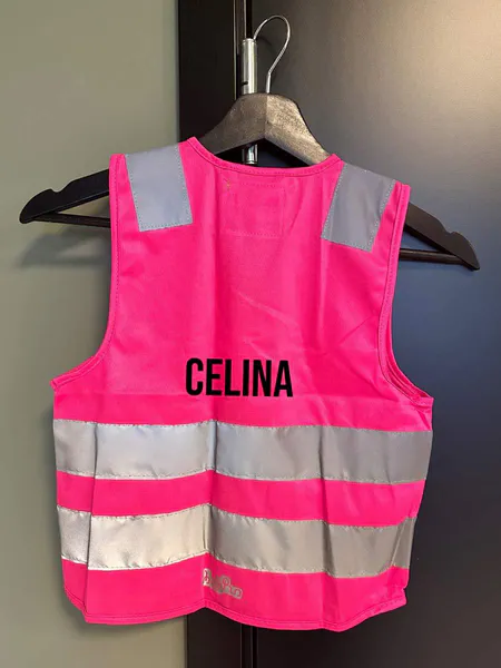 Hovedbilde Hoppin Refleksvest Rosa Neon Barn - Navnetrykk
