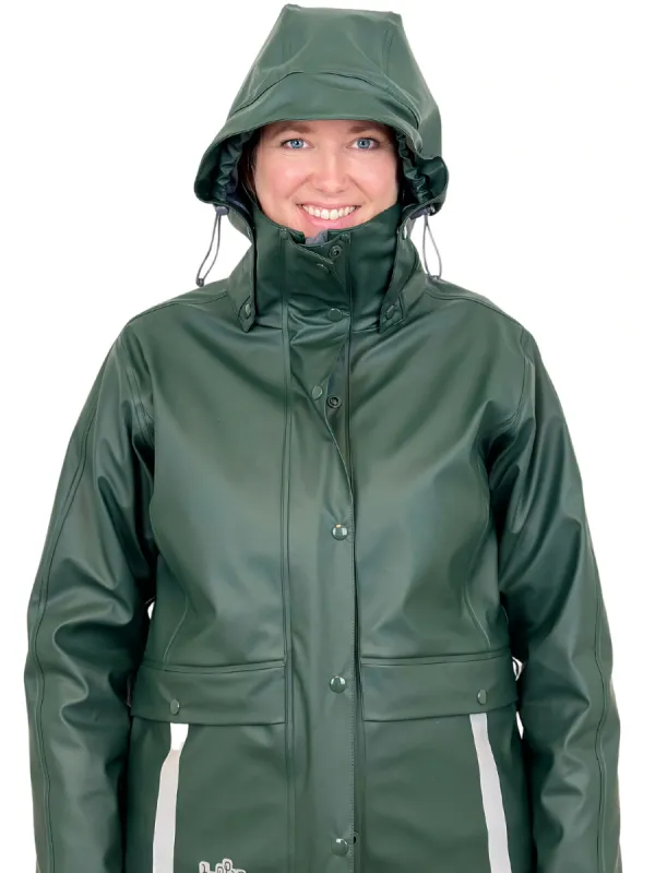 Storm Fóret PU Regnjakke Mørk Grønn Dame