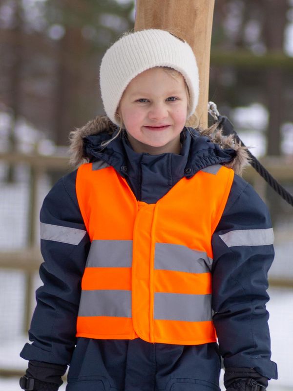 Refleksvest Magnetlukking m/trykk - Barn orange