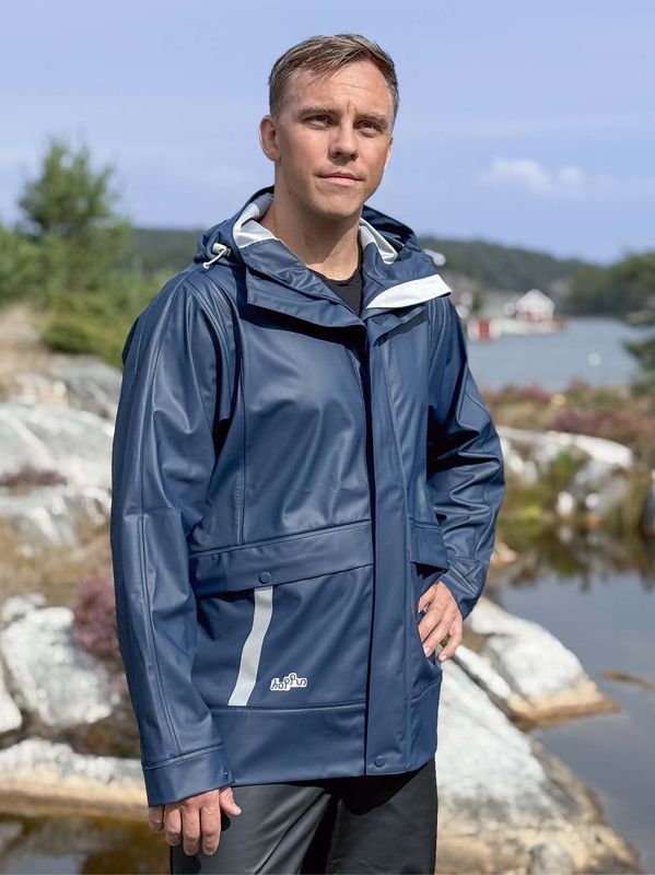Robust PU regnjakke Marine Herre