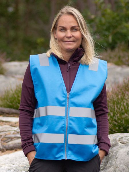 Hovedbilde Hoppin Refleksvest Blå Voksen - Navnetrykk