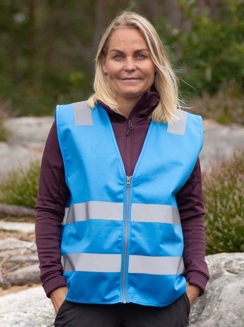 Hovedbilde Refleksvest Glidelås m/trykk - Voksen blå