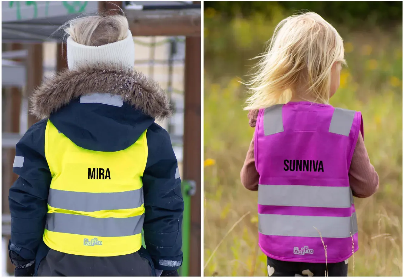 eksempelbilde av refleksvester med navntrykk