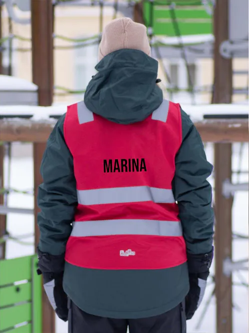 Hovedbilde Refleksvest Glidelås m/trykk - Voksen rød