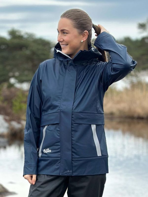 Robust PU Regnjakke Marine Dame