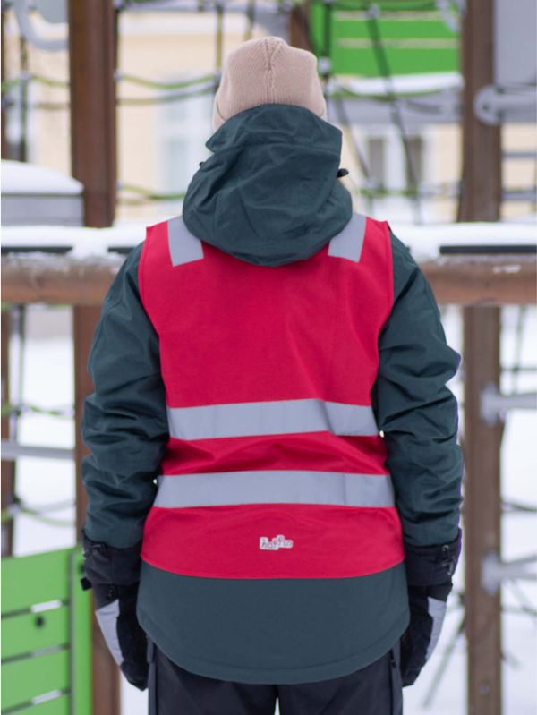 Refleksvest Glidlås - Voksen rød